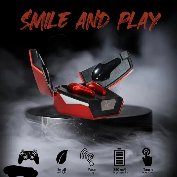 boAt Earbuds Gaming K12 red TWS 48 Hours playback Wireless Bluetooth Headphones Airpods ipod buds bluetooth Headset - Red, Free
