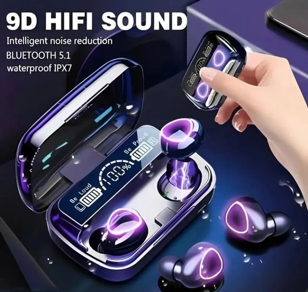 M10 TWS Bluetooth Earbuds Wireless Bluetooth 5.1 Stereo IPX7 Waterproof Bluetooth Headset (Black, True Wireless)