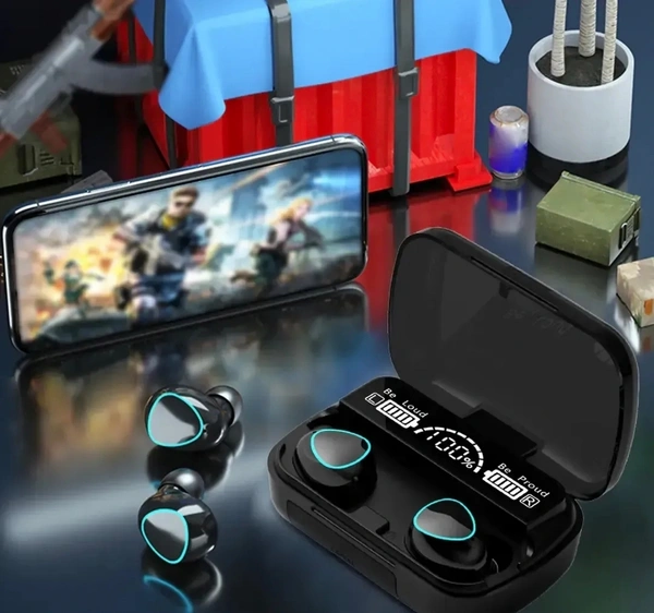 M10 TWS Bluetooth Earbuds Wireless Bluetooth 5.1 Stereo IPX7 Waterproof Bluetooth Headset (Black, True Wireless)