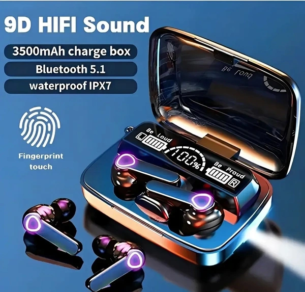 M19 earbuds 100% Big Battery #128267; Premium Sound Quality with flash light Super Premium Quality Earbuds