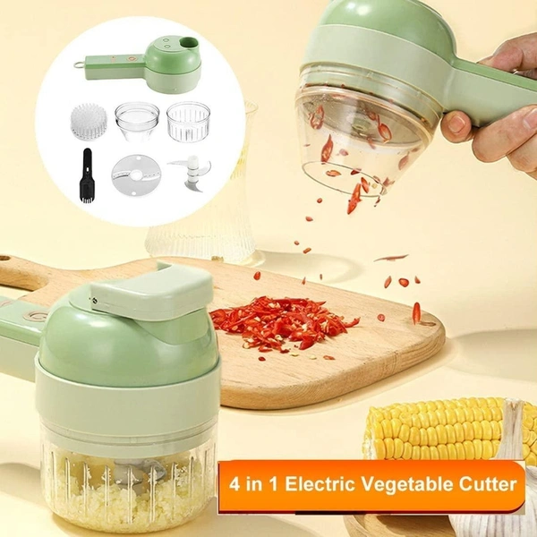 4 in 1 Portable Electric Vegetable Cutter Set | Wireless hand held food processor | Chargeable Vegetable Chopper for Garlic, Chili,