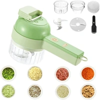 4 in 1 Portable Electric Vegetable Cutter Set | Wireless hand held food processor | Chargeable Vegetable Chopper for Garlic, Chili,