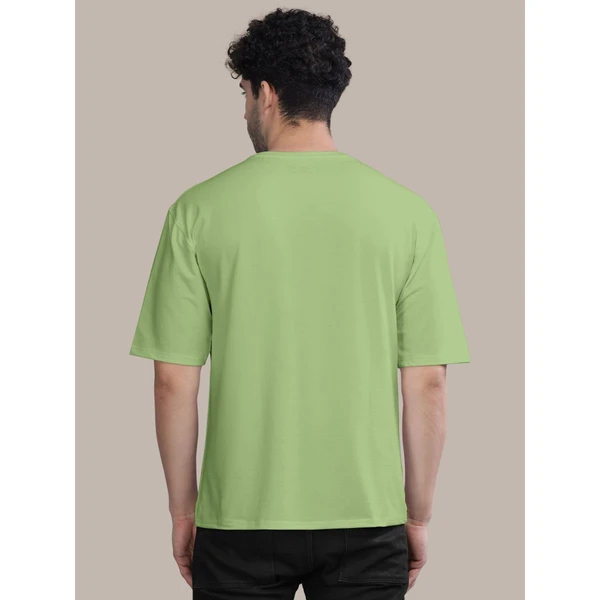 BULLMER Cotton Blend Trendy Front and Back Printed Oversized Round Neck Green Colour T-Shirt for Men - S