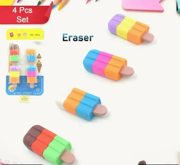 ICECREAM SHAPE ERASER 4PCS