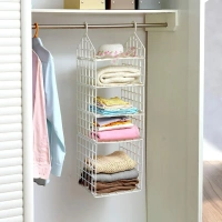 5LAYER CLOTH HANGER MULTIPURPOSE 5 LAYER FOLDING CLOTHES STORAGE RACKS||CLOSET FOR STUDENTS WARDROBE SHELVES SOCKS, SCARF, T-SHIRT, ETC||HANGING ORGANIZER STORAGE HOLDERS & RACKS (1913)