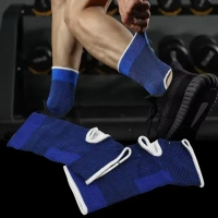 ANKLE SUPPORT Adjustable Ankle Support Brace Cap Wrap Pad (1 Pair) (1726) - Blue