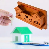 KEY HOUSE 6 HOOKS HOUSE DESIGN WOODEN KEYS STAND FOR ENTRYWAY, KITCHEN, OFFICE, MUDROOM WALL, MOUNT DECORATIVE KEYS ORGANIZER KEY HOLDER. (450)