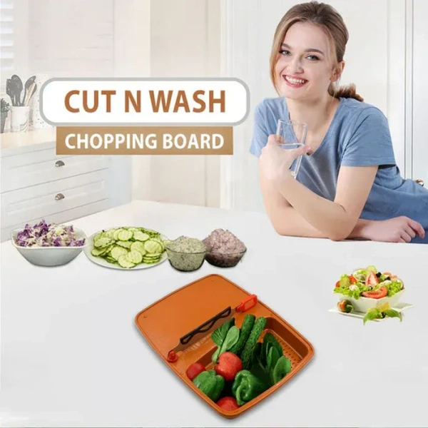 CUT N WASH Cut N Wash Box and tray used in all kinds of household kitchen purposes for cutting and washing within of fruits and vegetables. (1205)