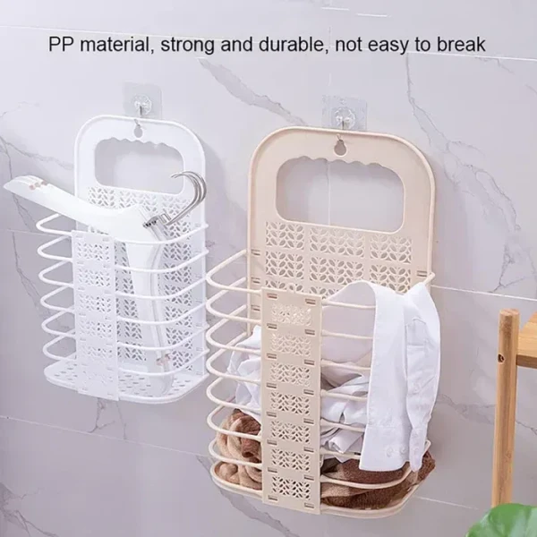 Wall Hanging Laundry Basket Clothes Hanger Dirty Hamper Clothes Storage Hook Clothes Rails for Laundry Washing Machine Bathroom Kids Dirty Clothes Storage Hanger (1 Pc)