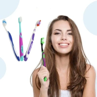 10pcs TOOTHBRUSH SOFT TOOTHBRUSH WITH PLASTIC ROUNBD BOX (10PCS SET / MIX COLOR) (1564)