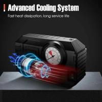 12V PORTABLE AIR PUMP Tire Inflator Portable Air Compressor 12V Small Air Pump for Car Tires Bicycle Balloons, Cars, Bike, Bicycles and Other Inflatables with LED Light (12V) (1612) - Black