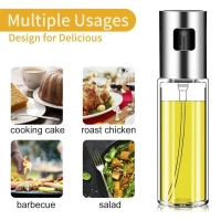 COOKING OIL SPRAYER PressType Design Spray Bottle Push Type Spray Bottle Household Seasoning Bottle Baking Barbecue Liquid Seasoning Spray Bottle Tool for Olive Oil(Space Silver) (1836)