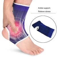 ANKLE SUPPORT Adjustable Ankle Support Brace Cap Wrap Pad (1 Pair) (1726) - Blue
