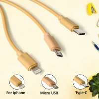 3IN1 USB CHARGING CABLE, 3-in-1 USB Charging Cable – Fast & Versatile Multi-Device Charger (1501)
