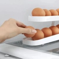 EGG DISPENSOR Plastic 2-Tier Rolling Egg Dispenser For 12-14 Eggs (1 Pc) (1748)