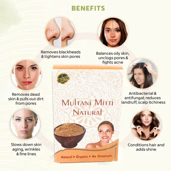 80G NATURAL MULTANI MITTI 100% Natural & Tested Premium Multani Mitti Powder I Fuller's Earth I Face Clay