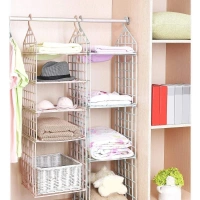 5LAYER CLOTH HANGER MULTIPURPOSE 5 LAYER FOLDING CLOTHES STORAGE RACKS||CLOSET FOR STUDENTS WARDROBE SHELVES SOCKS, SCARF, T-SHIRT, ETC||HANGING ORGANIZER STORAGE HOLDERS & RACKS (1913)