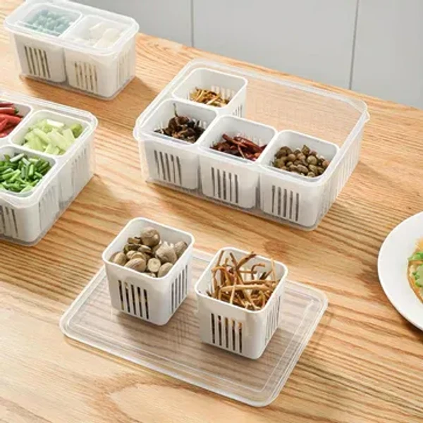 6GRID STORAGE CONTAINER 6-In-1 Kitchen Scallion Storage Box Grid, 