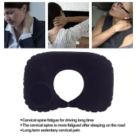 3 In 1 Comfortable Travel Sleeping Kit, Neck Pillow, Eye Mask & Ear Plug Set Inflatable Plane Sleeping Pillow Head Neck Support Pillows For Travel Airplane Office, Black (1583) - Black