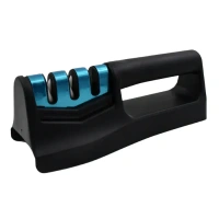 3STAGE KNIFE SHARPNER Knife Sharpener For Kitchen | Knife Sharpener With Vegetable Chopper And Fish Scale Remover (1010) - Black