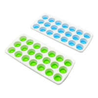 21 Cavity Pop Up Ice Cube Trays-Easy Release, Flexible Silicone Bottom - Stackable, BPA Free, Food Grade - For Convenient Freezer Ice Making (2 Pc Set) (1580)