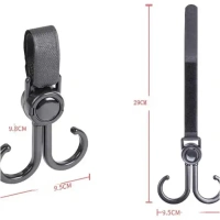 360 CLIP HOOK Multi-Purpose Strong Pushchair Hook Baby Carriage Hook 360Degree Rotating Black Stroller for Hanging Bag, Baby Carriage Hook for Cars, Wheelchairs, Walking Aids, Bicycles, Shopping Trolley, Bicycles (1 Pc) (1950)