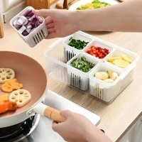 6GRID STORAGE CONTAINER 6-In-1 Kitchen Scallion Storage Box Grid,  (211)