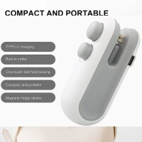 2IN1 PLASTIC SEALING MACHINE Mini Bag Sealer, 2 in 1 Seal & Cutter Heat Sealers, TYPE-C USB Charging Portable Bag Reseller, Handle Food Sealer, Sealing Machine for Food Storage Plastic Bags Snacks Keep Food Fresh (1762)