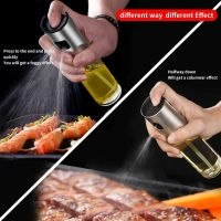 COOKING OIL SPRAYER PressType Design Spray Bottle Push Type Spray Bottle Household Seasoning Bottle Baking Barbecue Liquid Seasoning Spray Bottle Tool for Olive Oil(Space Silver) (1836)