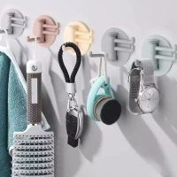 2PCS FOLDABLE HOOK ROUND Sticky Hook Household Strong Punch-Free Hook, 180Foldable Multi-Function Rotatable Hook with 3 Hooks, Suitable for Bathroom, Kitchen, Office  (1766)