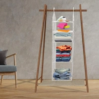 5LAYER CLOTH HANGER MULTIPURPOSE 5 LAYER FOLDING CLOTHES STORAGE RACKS||CLOSET FOR STUDENTS WARDROBE SHELVES SOCKS, SCARF, T-SHIRT, ETC||HANGING ORGANIZER STORAGE HOLDERS & RACKS (1913)