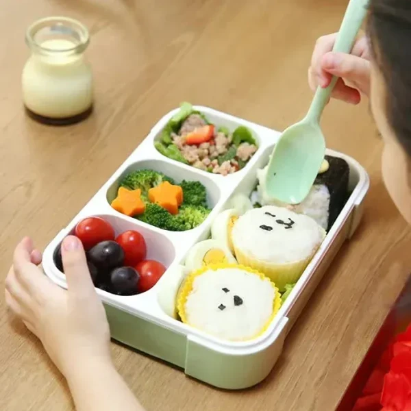 4COM PLASTIC LUNCH BOX Lunch Box 4 Compartment With Leak Proof Lunch Box For School & Office Use