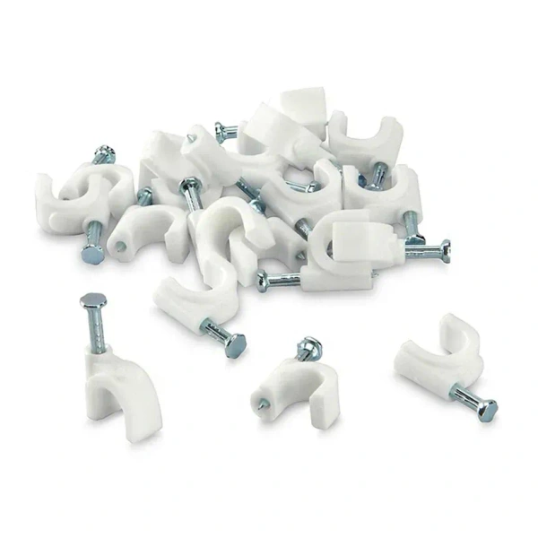 100PCS 6MM CABLE CLIP, 100 Pcs 6MM Cable Clips – Wire Holder for Wall Mounting & Cable Management(2134) - Pack of 100