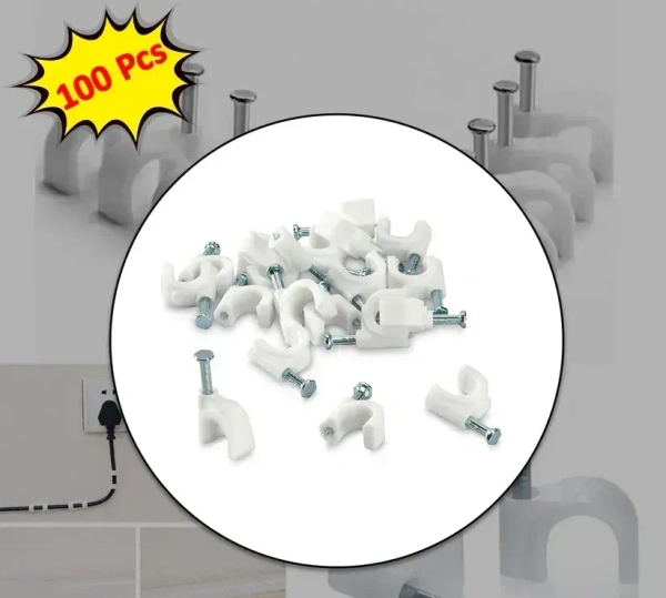 100PCS 6MM CABLE CLIP, 100 Pcs 6MM Cable Clips – Wire Holder for Wall Mounting & Cable Management(2134) - Pack of 100