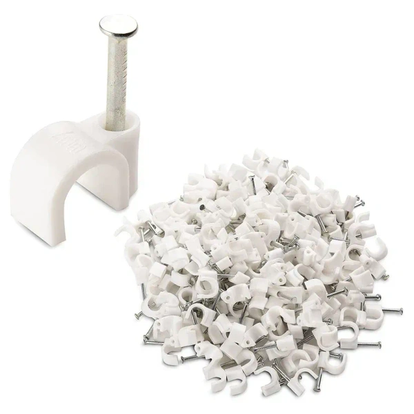 100PCS 6MM CABLE CLIP, 100 Pcs 6MM Cable Clips – Wire Holder for Wall Mounting & Cable Management(2134) - Pack of 100