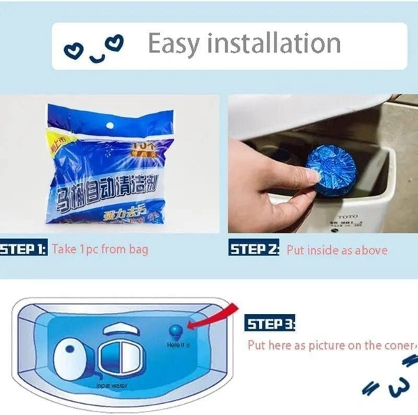 10PCS TOILET CLEANER, 10PCS Toilet Cleaning Tablets | Disinfection & Descaling Bathroom Cleaner | Removes Lime, Yellow Stains & Odor with Fresh Scent(1260)