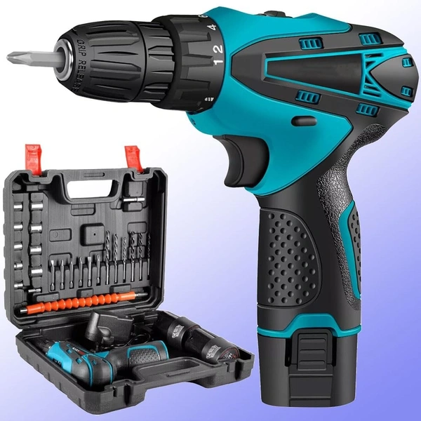 WIRELSS DRILL MACHINE, 12V House Hold Hand-held Charging Electric Drilling Machine Manual Electric Drill Machine Screw Loosening(2553)