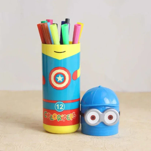 12PCS SKETCH PEN, Minions Sketch Pen Set – 12 Vibrant Colors with Attractive Case(2133)
