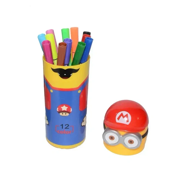 12PCS SKETCH PEN, Minions Sketch Pen Set – 12 Vibrant Colors with Attractive Case(2133)