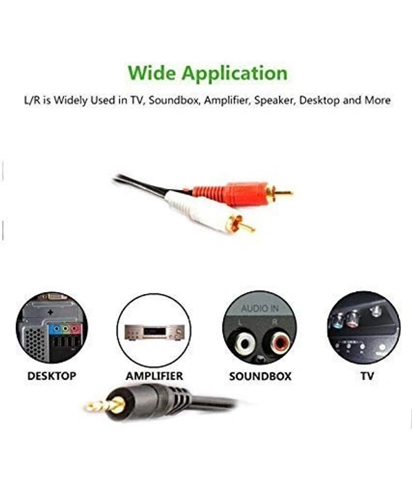 2RC CABLE, 3.5mm Stereo Male to 2 RCA Male Audio Cable | Aux to RCA Adapter for Home Theater, TV, Speakers, Amplifier & Stereo Receiver | High-Quality Sound Transmission(651)