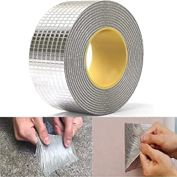 ALUMIUM FOIL TAP Leakage Repair Waterproof Tape for Pipe Leakage Roof Water Leakage Solution Aluminium Foil Tape Waterproof Adhesive Butyl Tape for (5CM x 5M, Pack of 1, Silver)