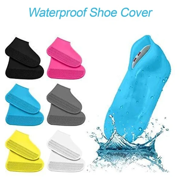 SILICON SHOE COVER - PINK COLOUR- Non-Slip Silicone Rain Reusable Anti Skid Waterproof Fordable Boot Shoe Cover (Large Size / 1 Pair)