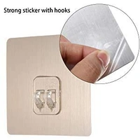 2PCS STICK ADHESHIVE HOOK,  Magic Adhesive Plastic Wall Hooks Heavy Duty Hooks || Only Stickers || Silver ||  (926) - Pack of 2