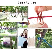 12 CLIP METAL CLOTH LINE Removable Cloth Drying Rope with Clips- 12 Metal Clips Portable Clothes Line for Travel (1061)
