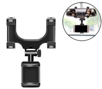 CAR 360 MIRROR PHONE HOLDER CAR REAR VIEW MOBILE STAND 360° Rotatable Rearview Mirror Phone Holder – Safer & More Convenient Driving(1744) - Black