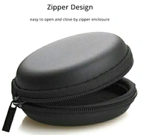 ZIPPER POUCH BLACK  Mini Black Round Pouch Zipper Pocket for Carrying Earphones, Coins, Pendrive and Other Secretive Small Valuables (567) - Black