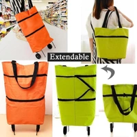 2IN1 TROLLY BAG Folding Cart Bags Trolley Shopping Bag for Travel Luggage (664)