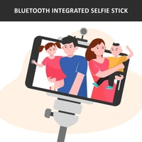 BLUETOOTH SELFIE STICK, Bluetooth Selfie Stick – Wireless & Adjustable for Perfect Shots (1059) - Black