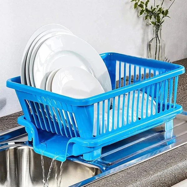 DISH ORGANIZER BASKET PLASTIC SINK DISH DRAINER DRYING RACK 