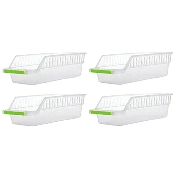 4PCS SPACE SAVER KITCHEN PLASTIC SPACE SAVER ORGANIZER BASKET RACK- 4 PCS